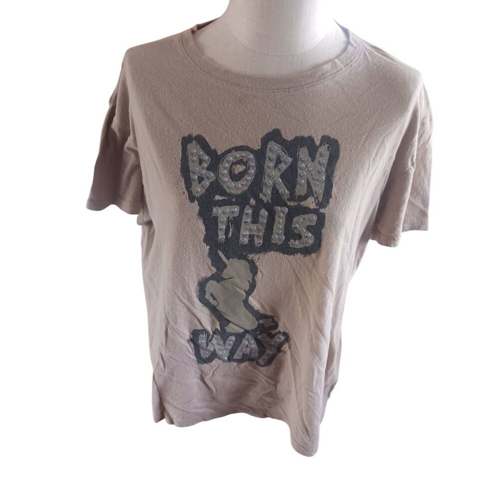 Tan lady gaga born those way graphic tee unicorn extra large short sleeve tee